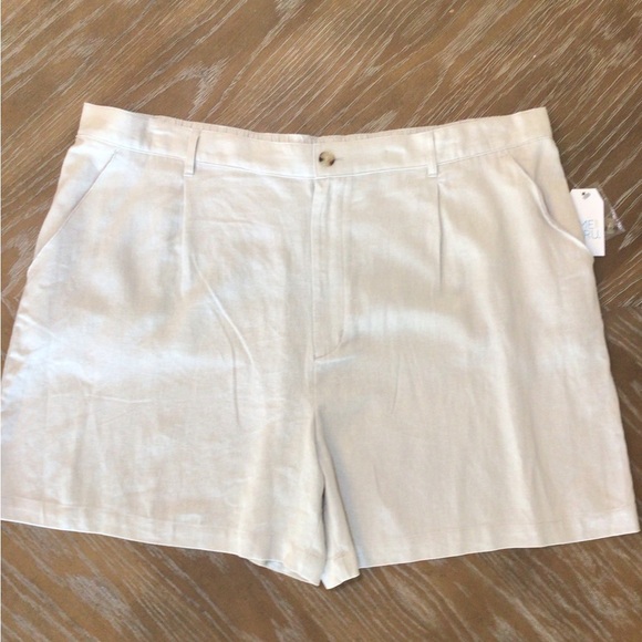 Time And Tru Plus Size Womens Beige Linen Blend Pleated 5” Shorts Size XXXL (22) - Picture 4 of 11